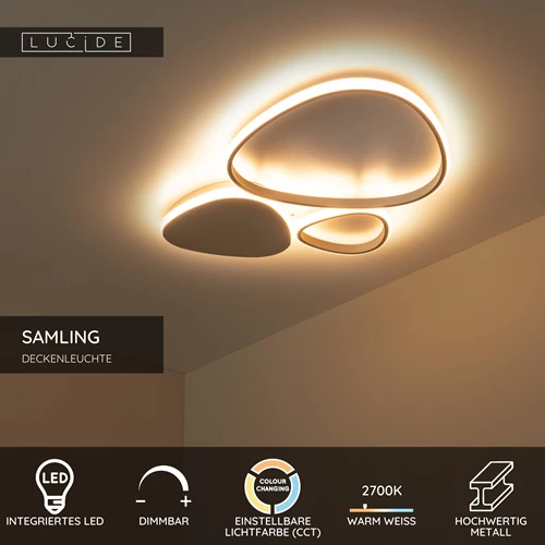 Lucide SAMLING - Deckenleuchte - LED Dim. - CCT - 1x30W 2700K/4000K - Taupe - USP